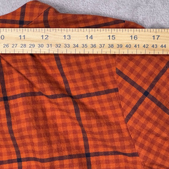 LOFT Burnt Orange Plaid Blouse Women's S Fall Core Rustic Cozy Autumn Top‎ - Picture 11 of 12